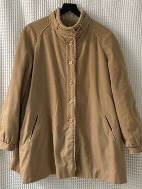 Vintage Bonders camel A line faux fur sherpa lined retro women's jacket [READ]